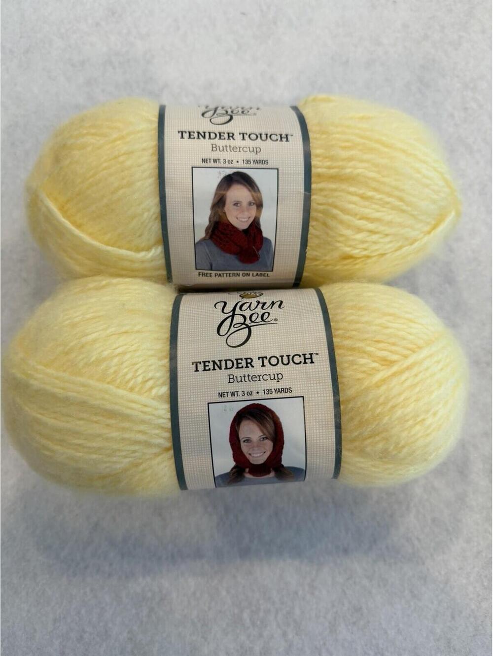 Lot Of 2 Yarn Bee Tender Touch 3oz Buttercup New